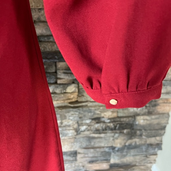 Forever 21 Red Tie Front Puff Sleeve Dress - Picture 5 of 10